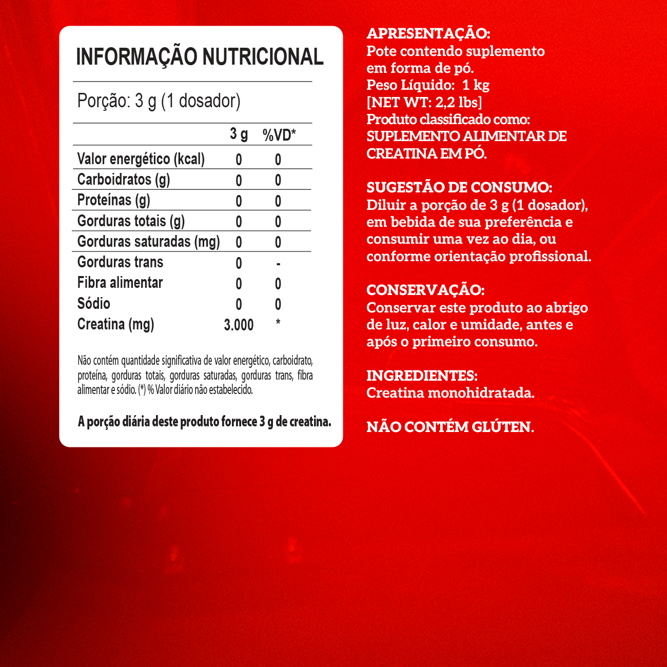 CREATINA 100% Pura - REFIL 1kg - INTEGRAL MÉDICA