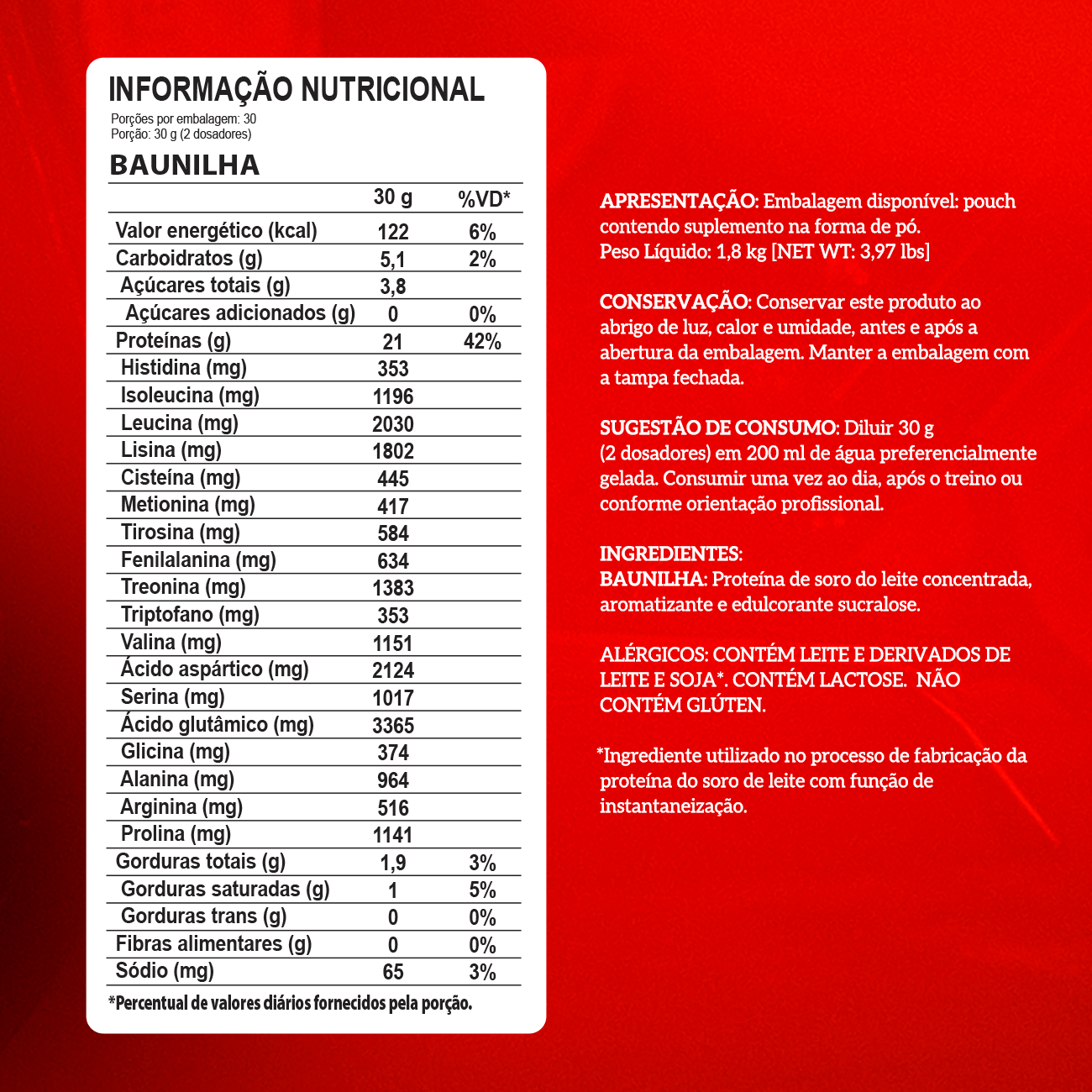 WHEY 100% - PROTEIN CONCENTRADO - 1,8kg - REFIL - INTEGRAL MÉDICA