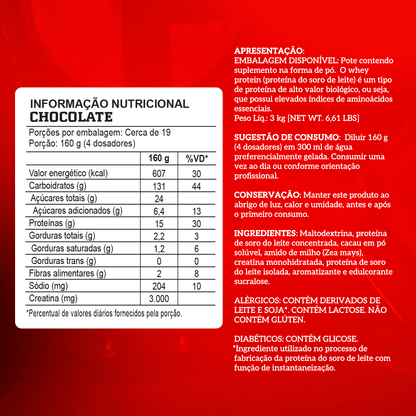 CREAMASS HYPERCALORIC COM CREATINA - 3Kg - REFIL - INTEGRAL MÉDICA