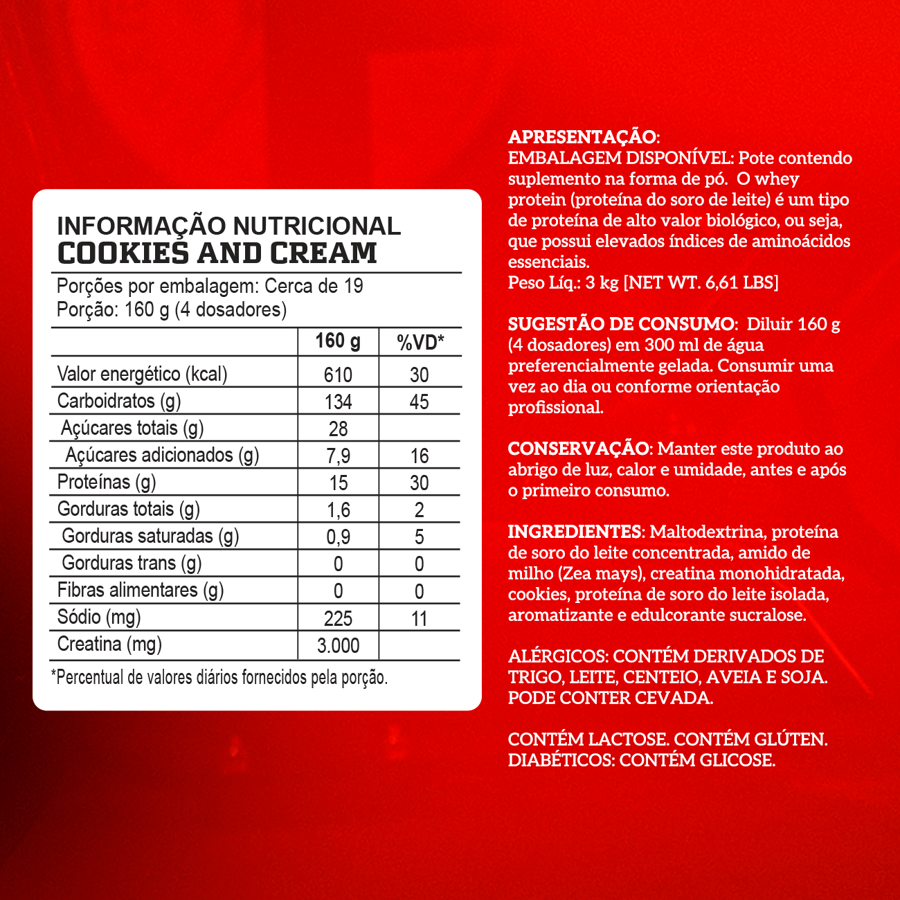 CREAMASS HYPERCALORIC COM CREATINA - 3Kg - REFIL - INTEGRAL MÉDICA