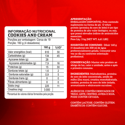 CREAMASS HYPERCALORIC COM CREATINA - 3Kg - REFIL - INTEGRAL MÉDICA