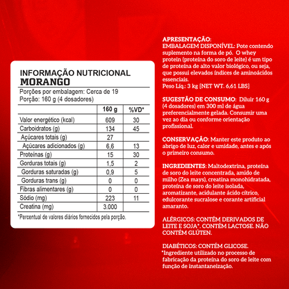 CREAMASS HYPERCALORIC COM CREATINA - 3Kg - REFIL - INTEGRAL MÉDICA