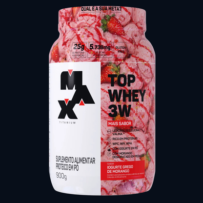 TOP WHEY 3W + SABOR - POTE - 900g - MAX TITANIUM