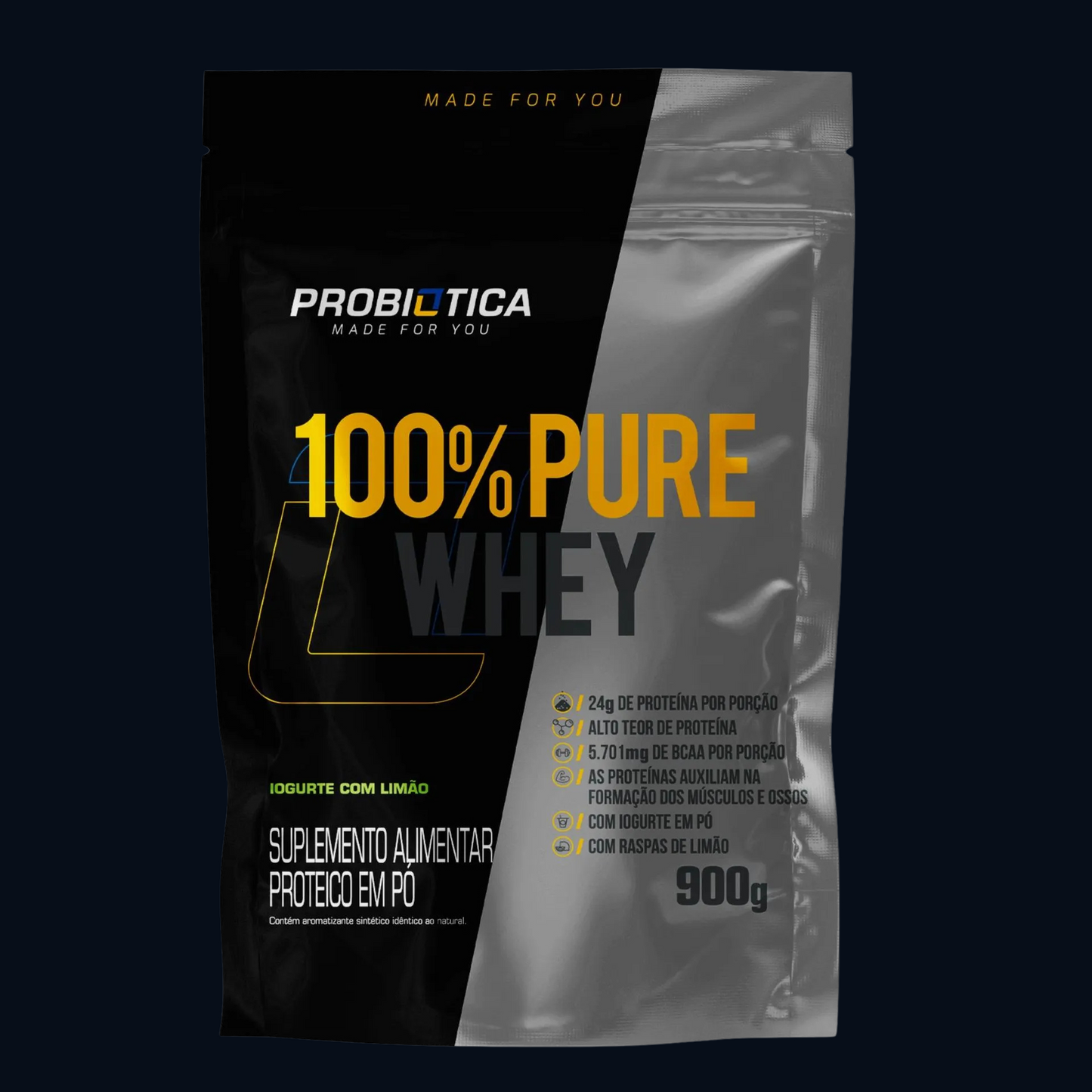 100% PURE WHEY 900g - REFIL - PROBIÓTICA