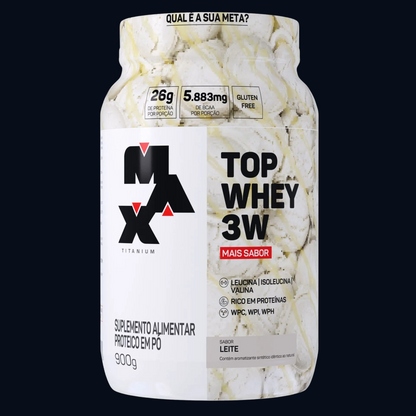 TOP WHEY 3W + SABOR - POTE - 900g - MAX TITANIUM