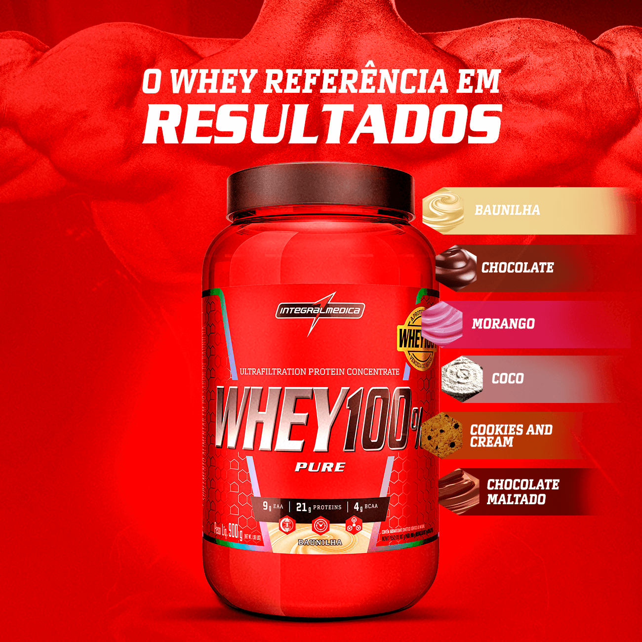 WHEY 100% - PROTEIN CONCENTRADO - 900g - POTE - INTEGRAL MÉDICA