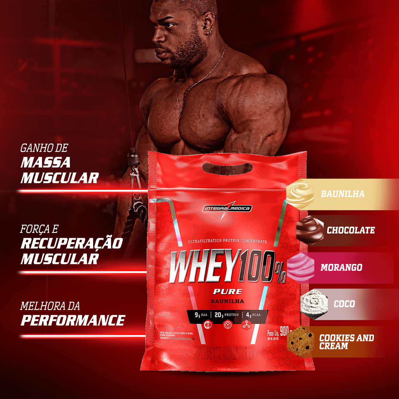 WHEY 100% - PROTEIN CONCENTRADO - 900g - REFIL - INTEGRAL MÉDICA