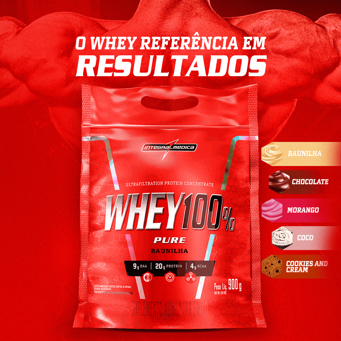 WHEY 100% - PROTEIN CONCENTRADO - 900g - REFIL - INTEGRAL MÉDICA