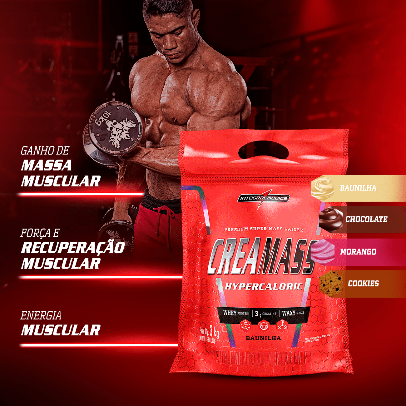CREAMASS HYPERCALORIC COM CREATINA - 3Kg - REFIL - INTEGRAL MÉDICA