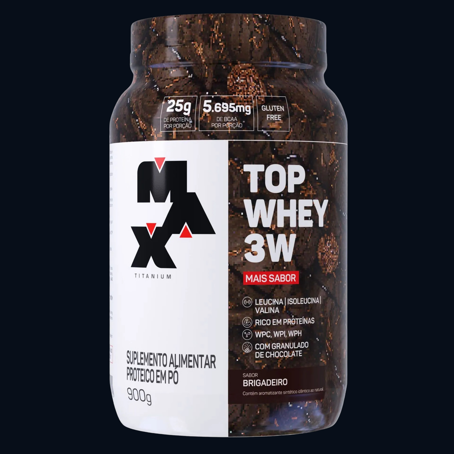 TOP WHEY 3W + SABOR - POTE - 900g - MAX TITANIUM