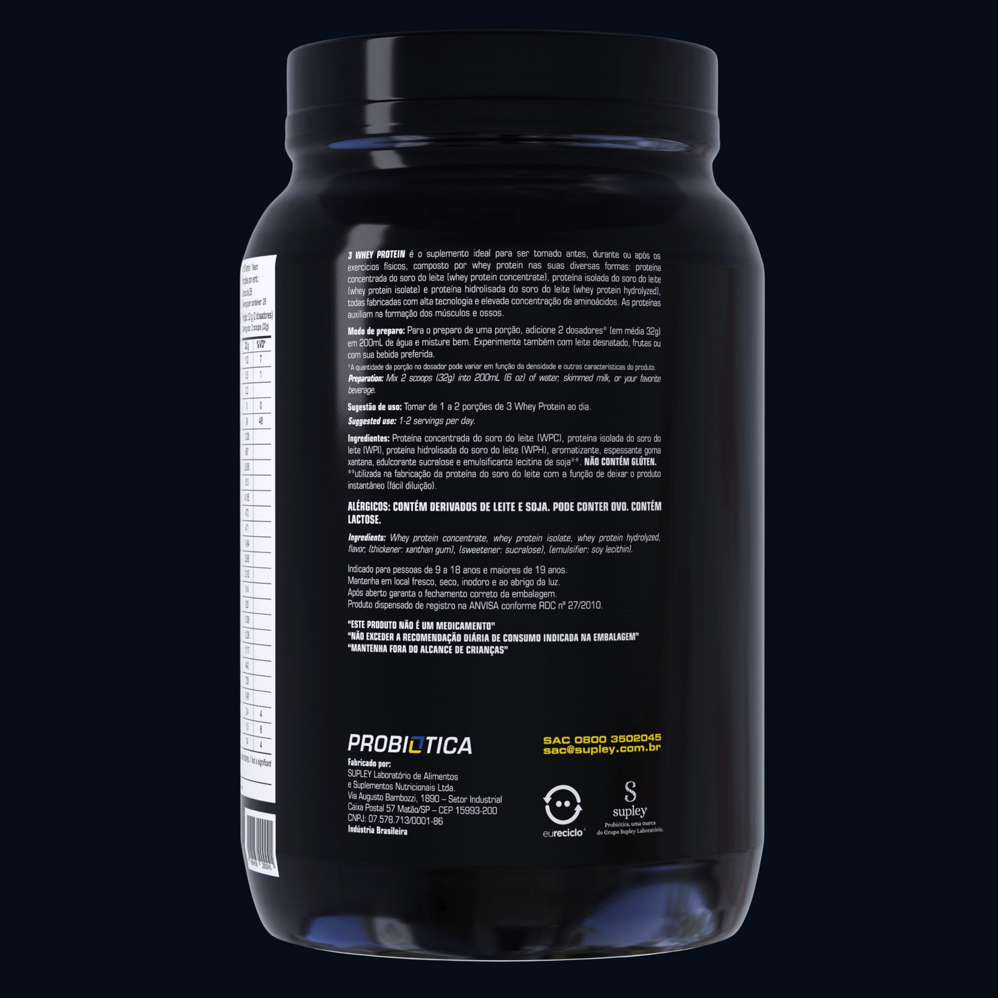 100% PURE WHEY ZERO LACTOSE 900g - POTE - PROBIÓTICA