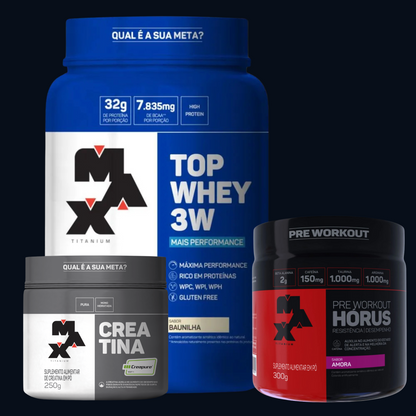 COMBO - TOP 3W CREAPURE WORKOUT HÓRUS - MAX TITANIUM