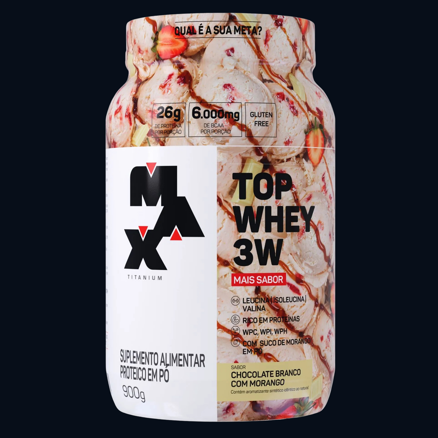 TOP WHEY 3W + SABOR - POTE - 900g - MAX TITANIUM