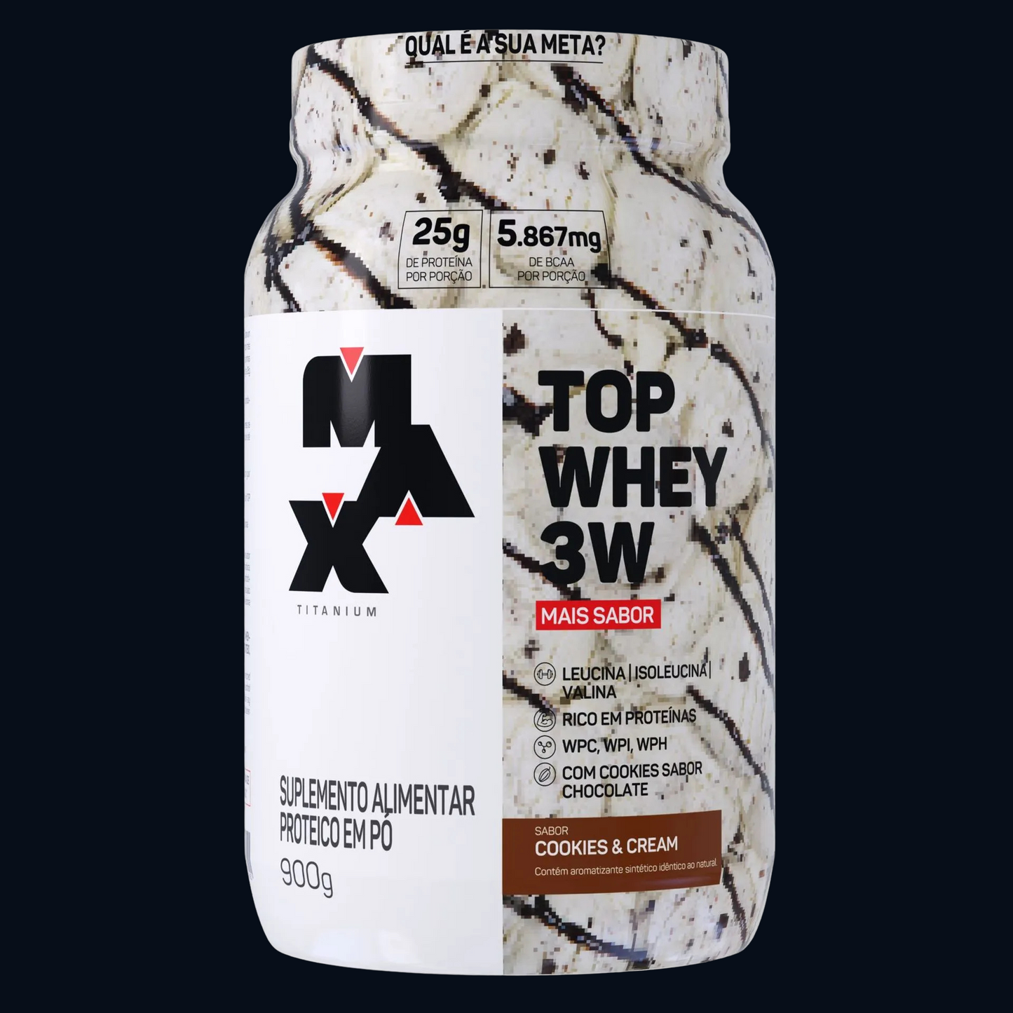 TOP WHEY 3W + SABOR - POTE - 900g - MAX TITANIUM