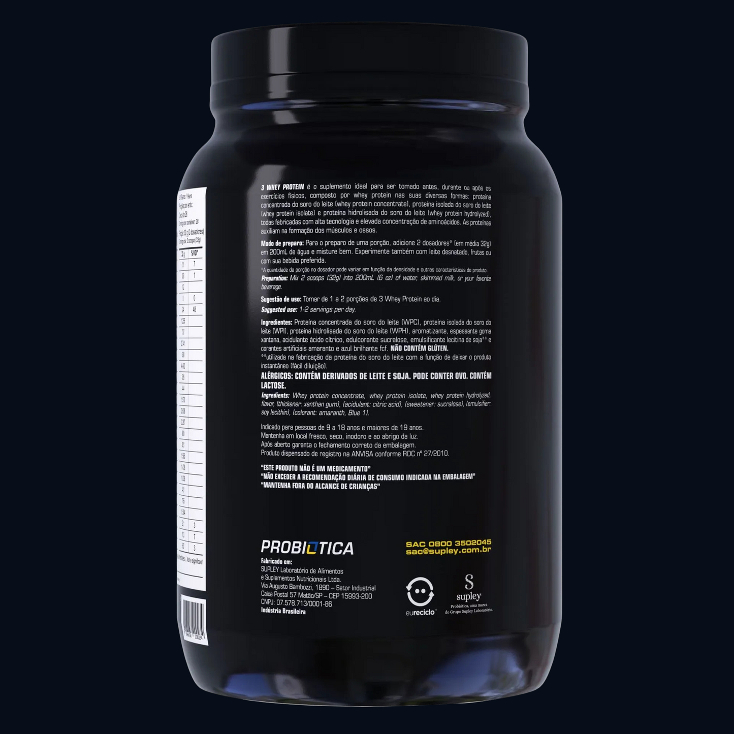 100% PURE WHEY ZERO LACTOSE 900g - POTE - PROBIÓTICA