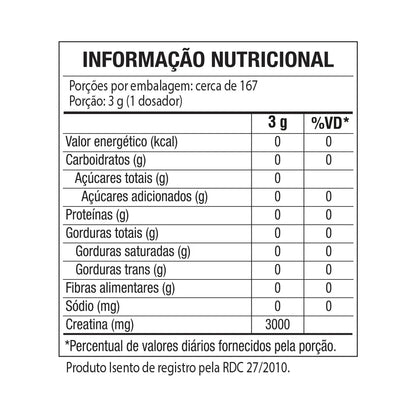 CREATOR - CREATINA MONOHIDRATADA - 500g - (REFIL) - BLACK SKULL